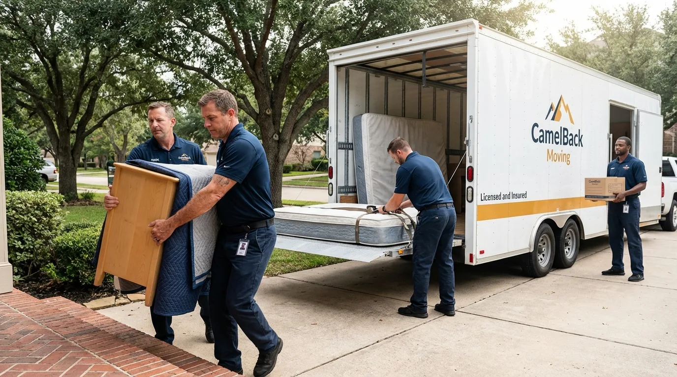 Crew loading residential truck for cross-state move from Angola, IN